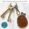 heart pocket token leather pouch keyring
