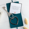 Silver engraved heart keyring example with personalised message card