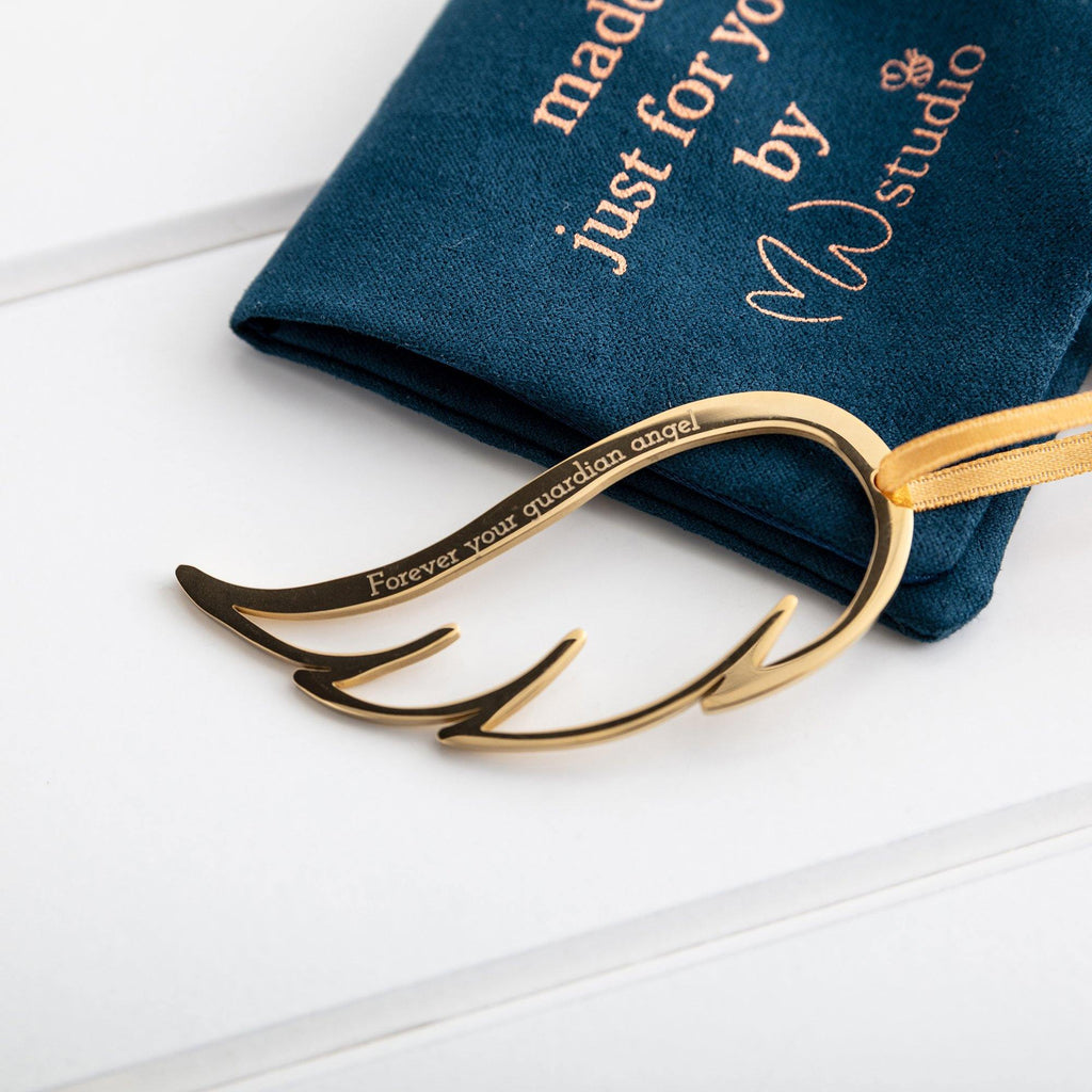 Engraved Angel Wing Decoration in gold