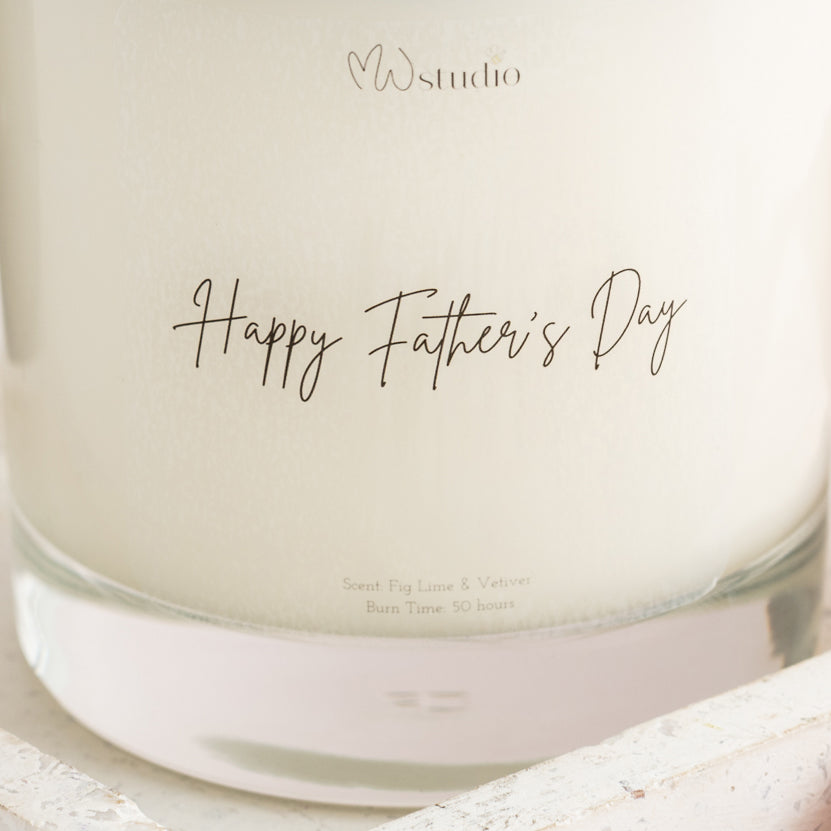Close up of Happy Father's Day candle