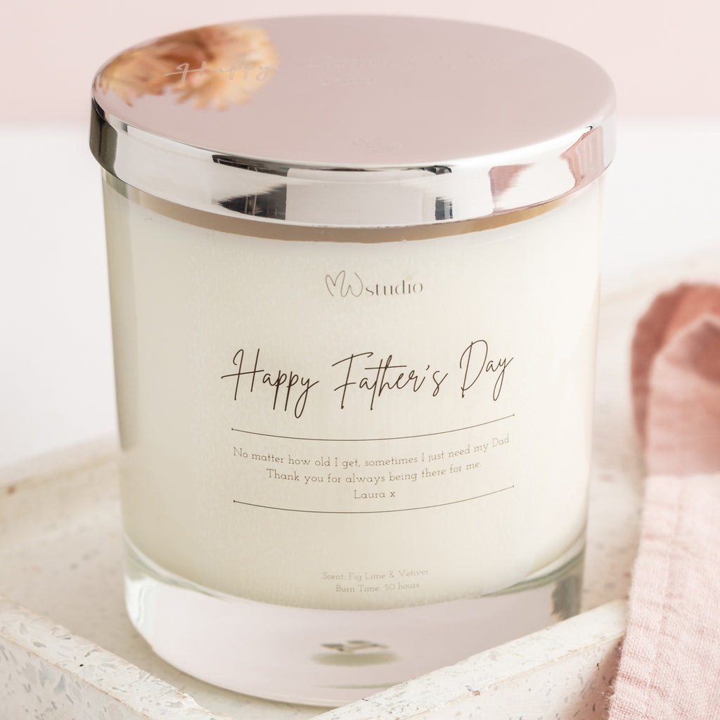 Happy Father's Day Candle with personalised label