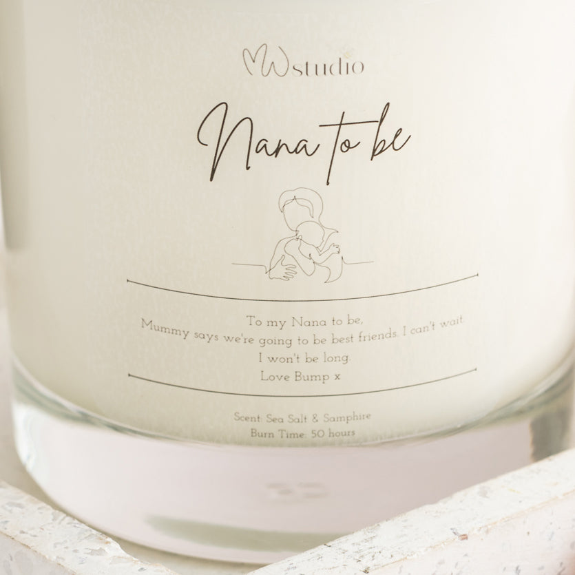 close up of personalised candle label