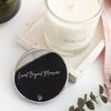 Personalised engraved candle lid with the words 'Loved Beyond Measure'