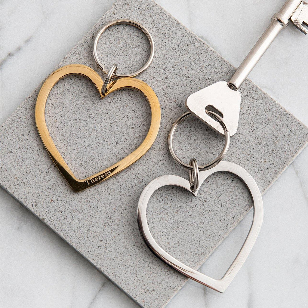 Heart Keyring - Gold and Silver - Engraved -MW Studio