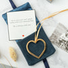 Engraved Personalised Heart Decoration in gold with message card and pouch