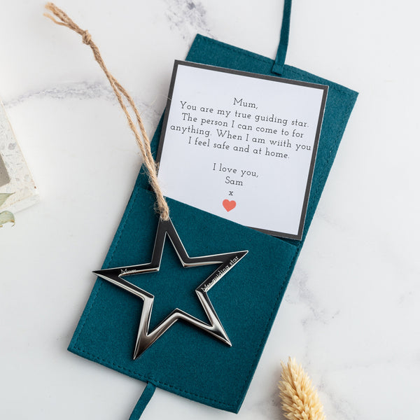 silver star decoration with personalised engraving